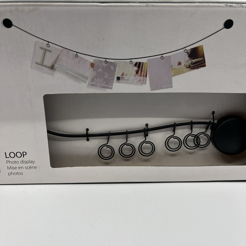 New Umbra Loop Wire Photo Picture Wall Display Holder 6 Clips 32" Long Black